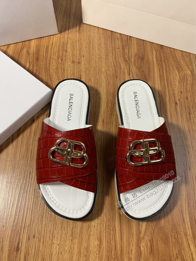 Balenciaga經典款男鞋 巴黎世家頂級版本男士夏季牛皮鞋面涼拖  hdbl1283